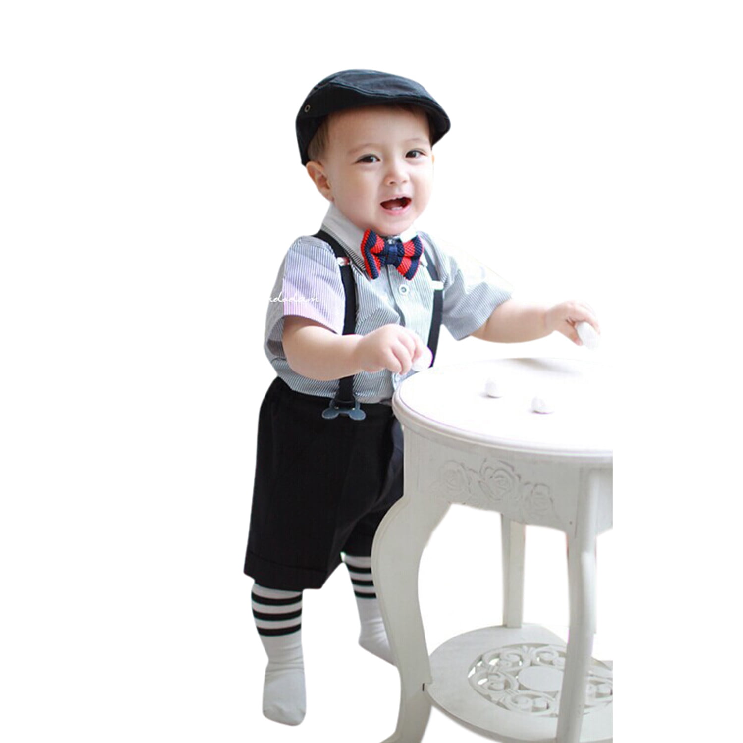 Xmiral Toddler Baby Boy Suits Outfit Short Sleeve Shirt+Suspender Shorts