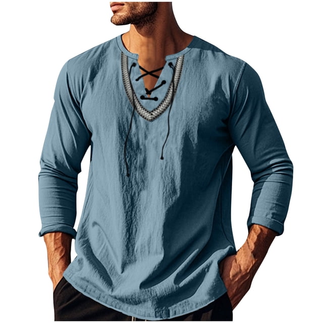Blusas y camisas de manga larga con cuello redondo para hombre, informales, de color liso, con hombros descubiertos, rectas, con lazo en el pecho, bordadas, de licra.