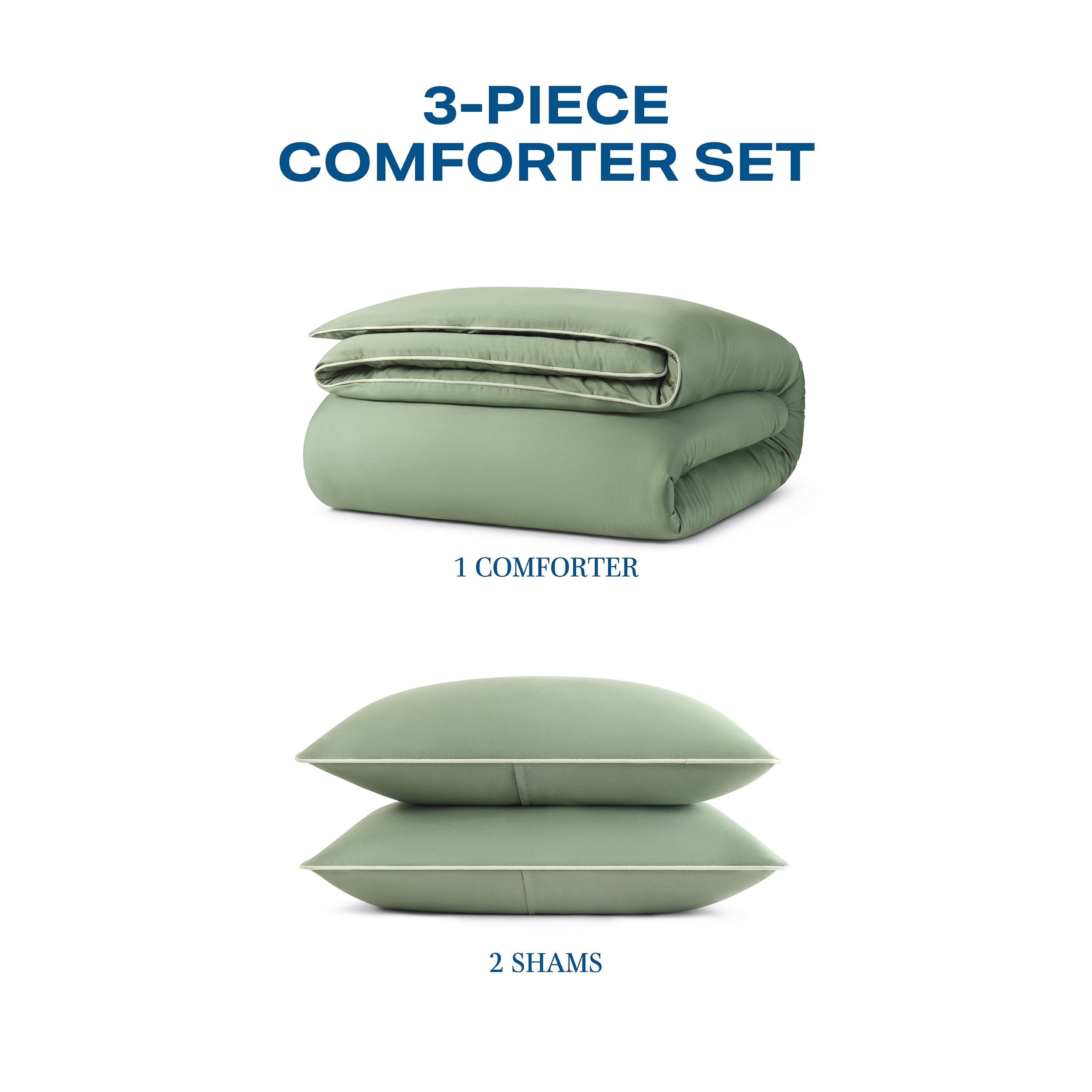 Wamsutta 1846 Cotton Tencel 3-Piece Sea Spray Green Solid Comforter Set, King