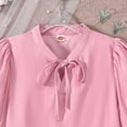 thumbnail image 6 of Ruyang Girls Puff Sleeve Blouse Plain Dress Shirt Teens Fashion Lace-up Shirts Solid Baggy Aesthetic School Formal Tops, 6 of 6