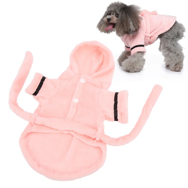 Albornoz para mascotas, pijama con capucha para cachorros, cálido y absorbente, de felpa, con pretina para perros pequeños y gatos