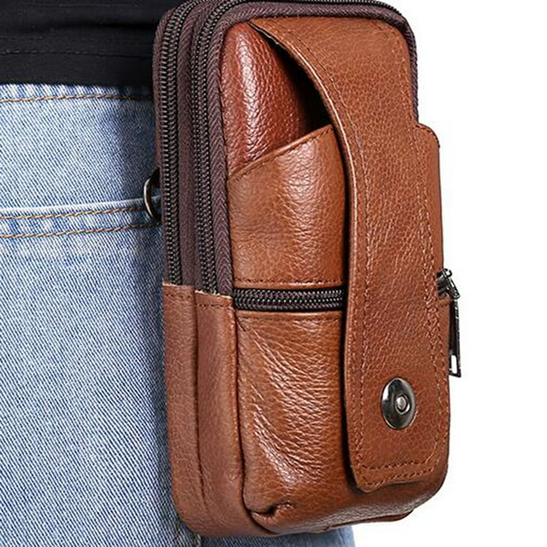 Leather Belt Bag Phone Wallet Purse for Men Loop Case Waist Pack