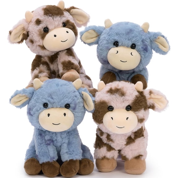 Muiteiur 4 Pcs Soft Cow Stuffed Animals, Cute 10 inch Stuffed Cow