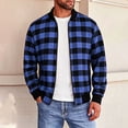 thumbnail image 4 of Atkumj Mens Plaid Jacket Casual Long Sleeve Zip Up Outerwear Trendy Ribbed Cuffs and Hem Fall Jackets for Men S, 4 of 9