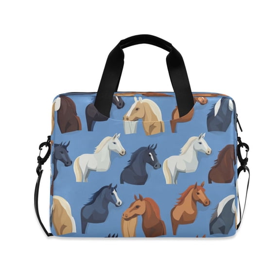 16inch Laptop Briefcase, Business Laptop Bag with Detachable Strap & Padded Compartment, Water-Resistant Polyester,Horses