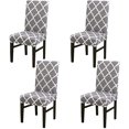 thumbnail image 1 of Fundas para Sillas de Comedor, Juego de 4 Fundas para Sillas Elásticas Extraíbles y Lavables con Respaldo Alto para Sala de Estar, Cocina, Hotel, Ceremonia, Banquete, Comedor (Gris+Blanco) Rojo Verde, 1 of 5