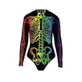 thumbnail image 2 of Skeleton Printing Swimsuit Zipper Long Sleeve One Piece Triangle Halloween Costumes, 2 of 3