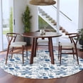 thumbnail image 4 of 6ft Round Rug, Flower Bird Non-Skid Rubber Backing Large Area Rugs - Living Room Bedroom Home Office, Vintage Blue Garden Country Wildflower Indoor Floor Mat Carpets Washable Rug, 4 of 9