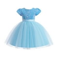 thumbnail image 4 of Atogsazn Little Girls Birthday Dress Kids Ruffle Sleeveless Mesh Dresses Wedding Party Princess Clothes C-Blue 7-8 Years, 4 of 5