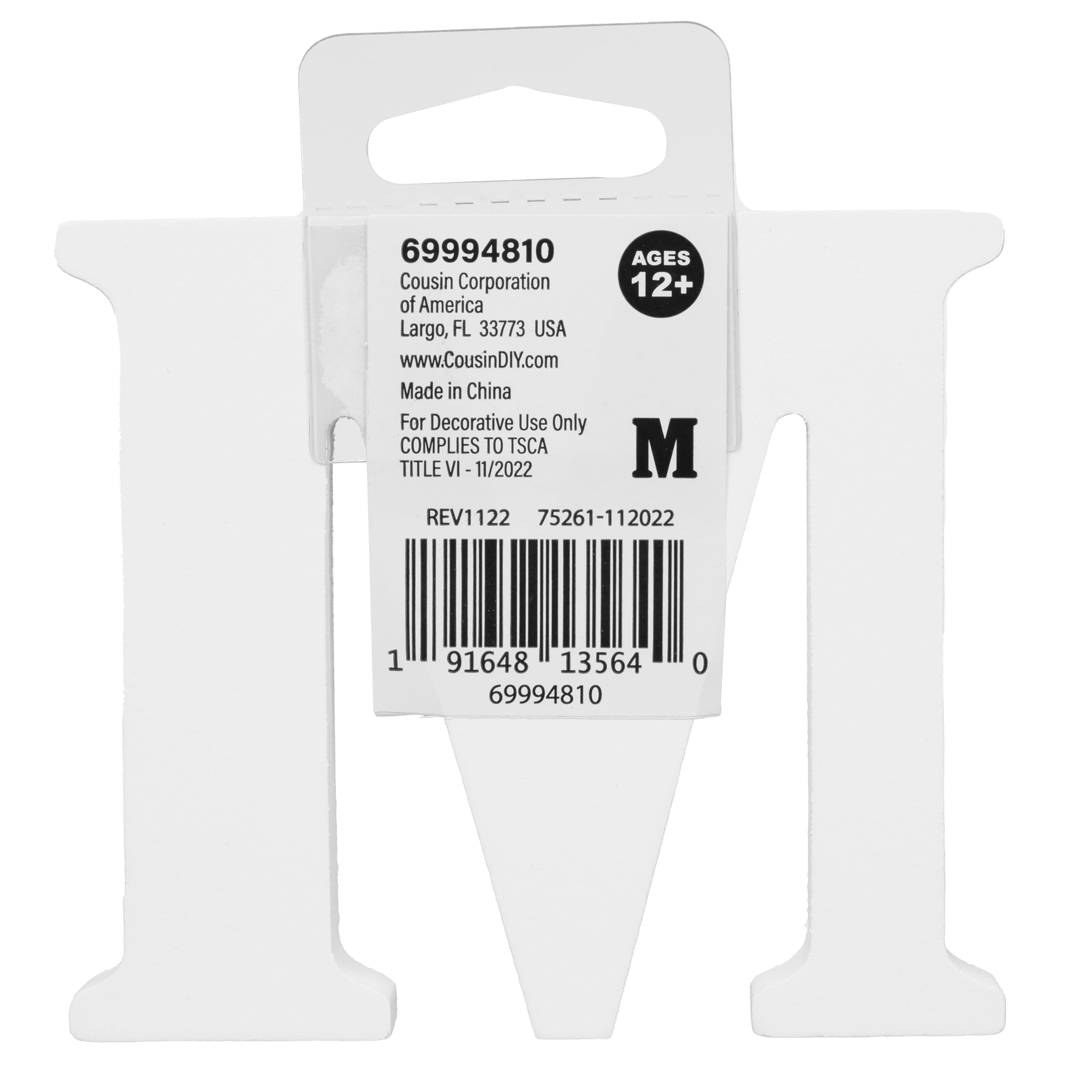 (3 pack) Cousin DIY 3" White Wood Letter M