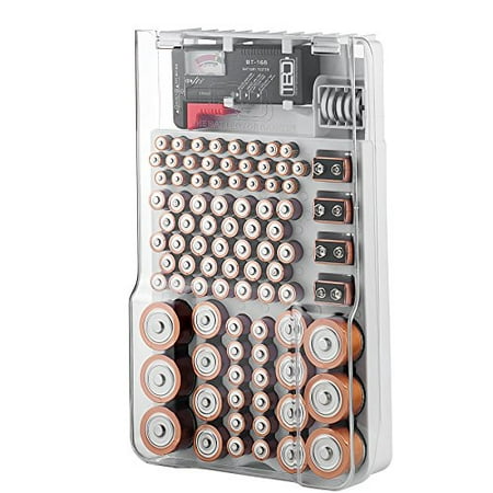 The Battery Organizer Storage Case with Hinged Clear Cover Holds 93 (Best Way To Store Batteries)