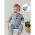 thumbnail image 6 of Cenuakty Toddler Newborn Outfit Adorable Solid Color Long Sleeve Round Neck Jumpsuit and Hat Set, 6 of 6