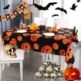 thumbnail image 6 of Black Halloween Tablecloth, Orange Pumpkin Haunted Table Cover for Halloween, Dinner Parties and Scary Nights Decorations, Easy Care Wipeable and Reusable (60 X 84 INCH, Rectangle), 6 of 6