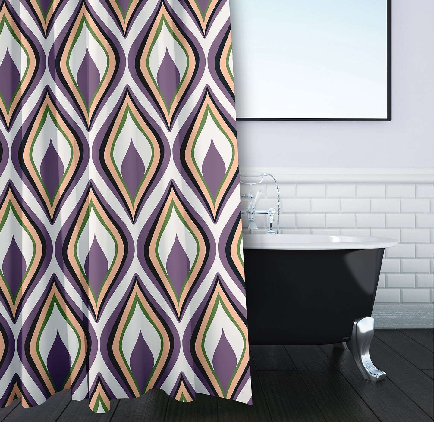 Simply Daisy 70" W x 73" L Feathers Polyester Shower Curtain, Larkspur [1 Ct]
