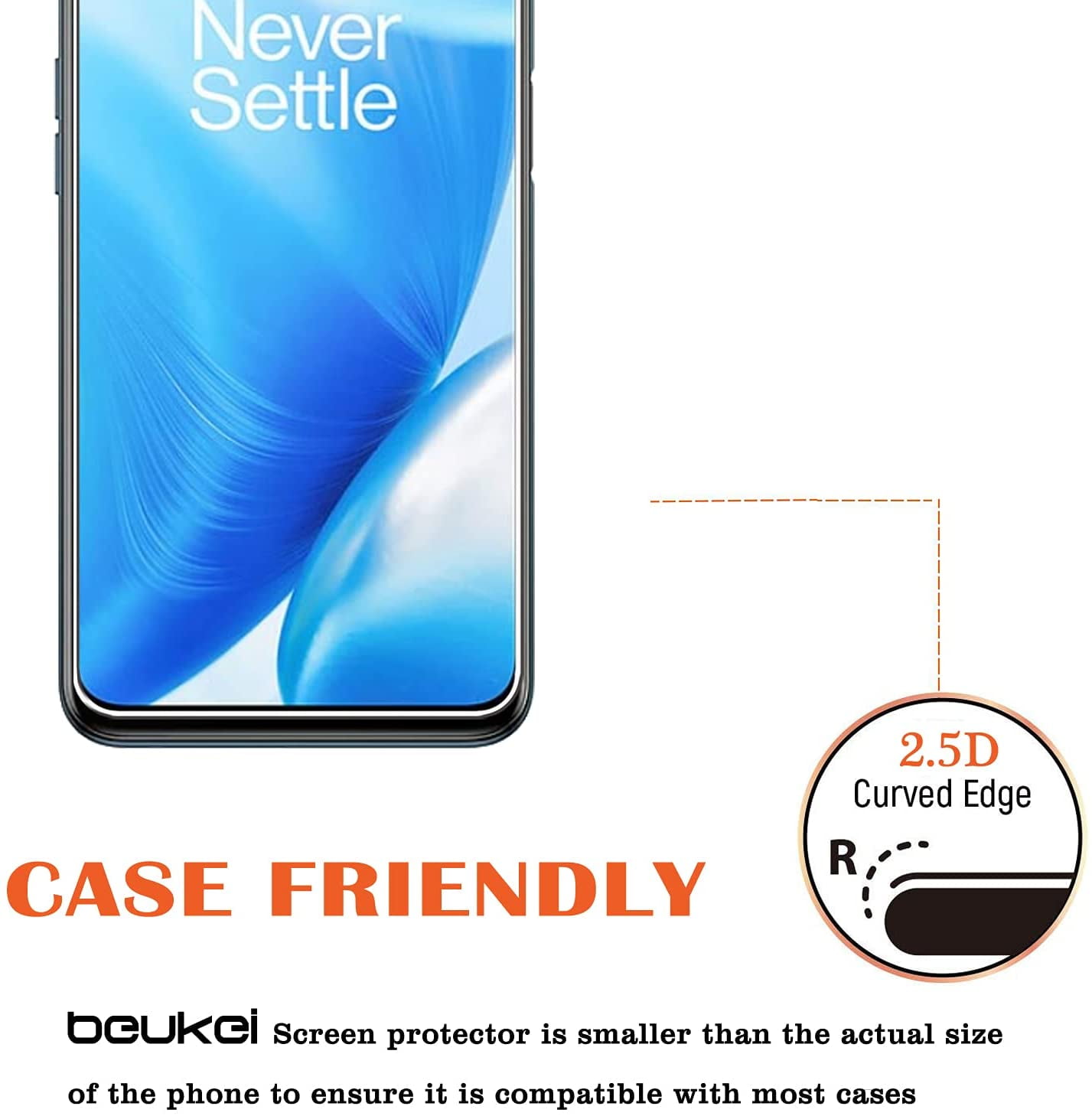 Beukei Compatible for OnePlus Nord N200 5G Screen Protector Tempered Glass Touch Sensitive,Case Friendly 9H Hardness 3 Pack 