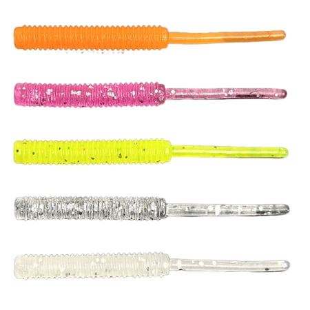 Soft Plastic Baits with Ribbed Straight-Tail Design Finesse Soft Plastic Fishing Lures for Trout Bass and Panfish 10-Pack Micro Worms for Crappie Ice and Stream Fishing