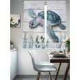thumbnail image 3 of Summer Ocean Sheer Curtains 72 Inch Long 2 Panels, Vintage Blue Turtle Seagrass Wood Grain Light Filtering Rod Pocket Curtains, Sheer Voile Drapes for Living Room Bedroom, 52"x72", 3 of 8