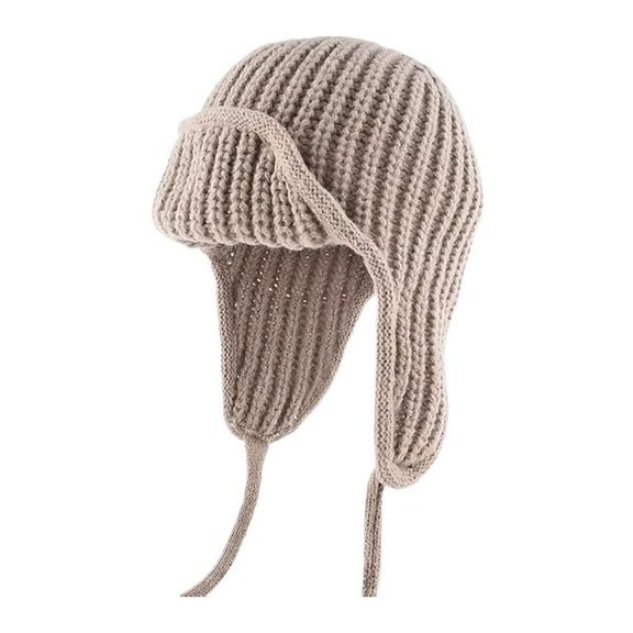 Warm Knitted Ear Flap Hat Soft Stretchable Winter Beanie Skull