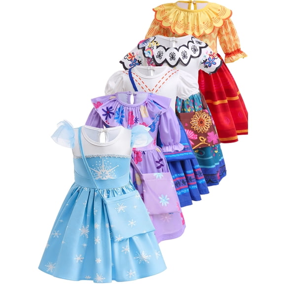 WIBACKER Toddler Baby Girl Snow Princess Dress with a Bag Kids Girls Ball Gown Fancy Cosplay Costume for Birthday Halloween Christmas Party
