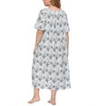 thumbnail image 4 of Zupora Women's Nightgown Loose Soft Comfy Silk Like Square Neck Short Sleeves Floral Print Bowknot Lace Trim Lounge Midi Dress Sleep Dress Nightwear for Indoor Outdoor, Plus Size, XL-4XL, 4 of 4