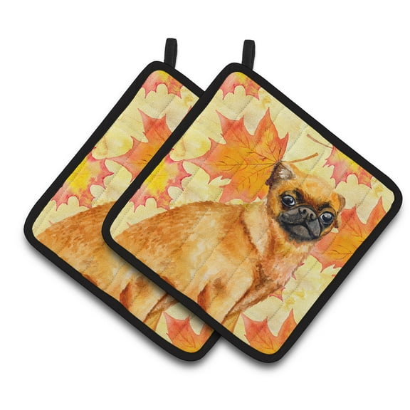 Caroline's Treasures Small Brabant Griffon Fall Pair of Pot Holders