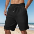 thumbnail image 3 of Mens Shorts Summer Casual Heavyweight Jacquard Elastic Waist Wide Straight Leg Beach Shorts with Pockets, 3 of 7