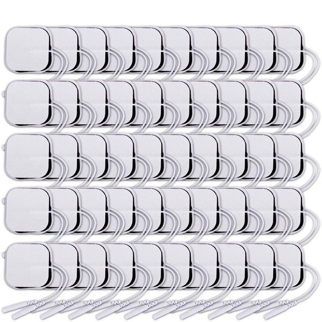 Tampons d'Électrode Réutilisables Non Tissés, 100 Pcs 5x9cm Tampons de Remplacement Auto-Adhésifs pour Unités TENS EMS