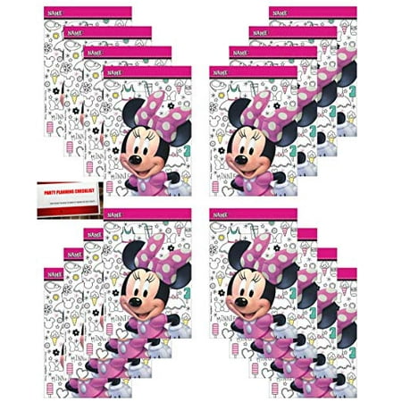 Minnie Mouse 16 Pack Party Plastic Loot Treat Candy Favor Bags (Plus Party Planning Checklist by Mikes Super Store)