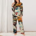 thumbnail image 2 of Disketp Retro American Eagle Pajamas Set Long Sleeve Sleepwear Womens Button Down Nightwear Pj Sets-{designName}-XX-Large, 2 of 7