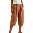 thumbnail image 2 of Linen Capri Pants for Women Wide Leg Summer Capris with Pockets, 2XL, 2 of 6