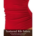 thumbnail image 6 of Charmo Women Ribbed One Piece Swimsuits V Neck Ruched Tummy Control Monokini Bathing Suit, 6 of 7