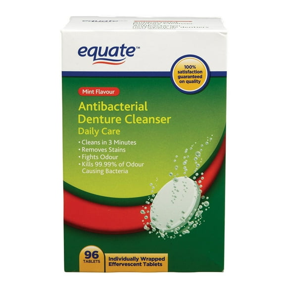 Equate Antibactérien nettoyant de dentiers soins quotidiens Saveur de menthe