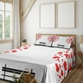thumbnail image 2 of Ambesonne Tree Fitted & Top Sheet Set with Shams, Heart Romance Love Art, Black Red White, 2 of 5