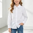 thumbnail image 2 of WUANDIXFA Button Up Shirts for Boys 3-18 Years Girls Long Sleeve Dress Shirt, Casual Formal Kids Dress Shirt, Button Down Shirt School,Beige,15-16 Years, 2 of 5