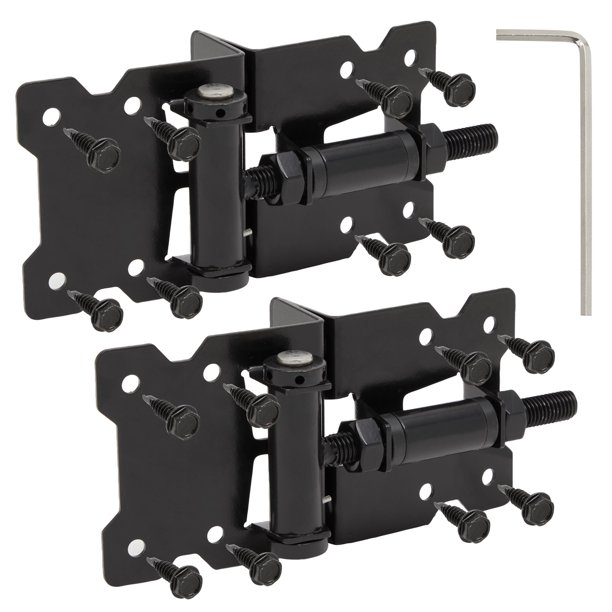 2 Pack Heavy Duty Self Closing Hinges for Wood Fences, Outdoor Farm Gate Hinge with Screws and