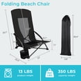 thumbnail image 2 of Pirecart 28.5″ High Back Folding Beach Chair, 2 PCS Portable Low Beach Chair W/ Mesh Back & Padded Armrest, Cup Holder, for Camping, Outdoor, Travel, Black, 2 of 10