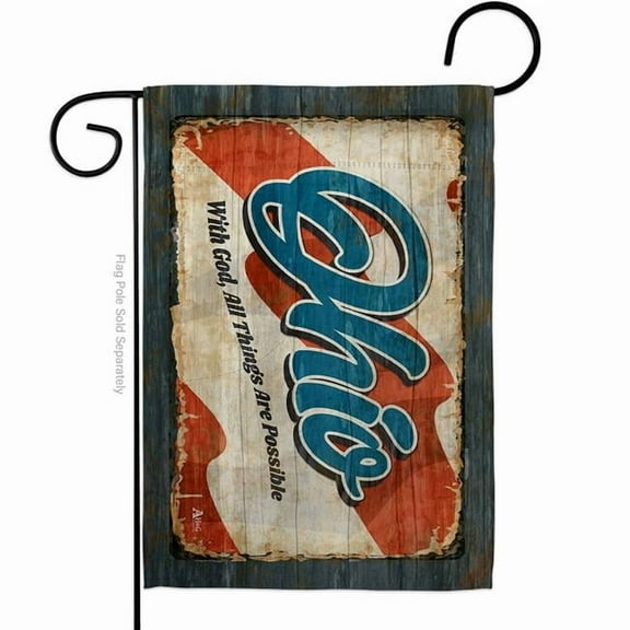 G142980-BO 13 x 18.5 in. Ohio Vintage American State Garden Flag with Double-Sided Horizontal House Decoration Banner Yard Gift