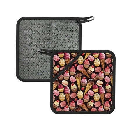 

Matuu Ice Cream Cake for Square Silicone Anti-hot Pad for Kitchen Potholders Hot Dishers Spoon Holder