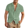 thumbnail image 2 of CHUMUD Mens Cotton Linen Short Sleeve Casual Pocket Shirts Button Down Shirt Collared Summer Cool & Breathable Blouse, 2 of 5