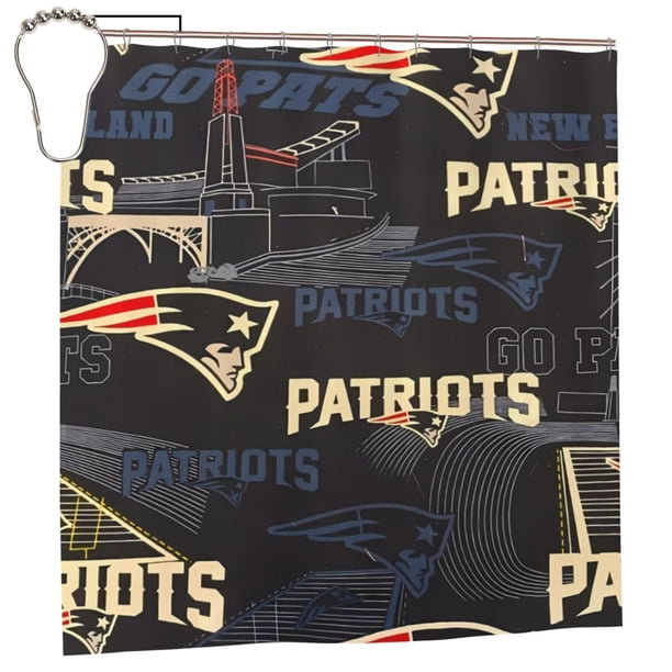 Cortina de ducha impermeable de secado rápido para baño Patriots, cortina de ducha con ganchos, decoración de fútbol americano, juego de cortinas de ducha para baño, plancha de 60 x 72 pulgadas