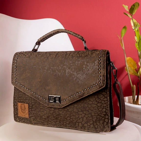 Abelardo Cedar Satchel Bag- Leather Brown Bag With Sling Detachable Strap