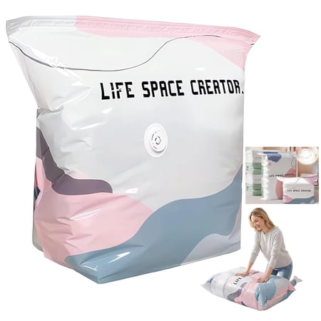 No Pump Vacuum Storage Bags, Large Capacity Vacuum Storage Compression Bags, Life Space Creator Storage Bags No Pump for Clothes And Bedding