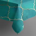 thumbnail image 5 of Teal and Gold Geometric Lattice Pattern Square Tablecloth,Waterproof Square Table Cover,Wipeable Spillproof Washable Table Cover for Home Kitchen Party Decor 52"x52"(132x132cm), 5 of 6