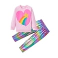 thumbnail image 7 of Toddler Girls 2-Piece Set Pink Rainbow Heart & Star Sweatshirt, Colorful Gradient Pants, Long Sleeve Outfit, 5T, 7 of 7
