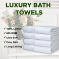 thumbnail image 5 of Pacific Linens Luxury 100% Cotton Hotel and Spa Bath Towels, 27 x 54 Inches, 600 GSM, White, 4-Pack, 5 of 6