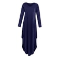 thumbnail image 3 of Vestido maxi informal de manga larga con abertura lateral y bolsillos para mujer XL azul, 3 of 6