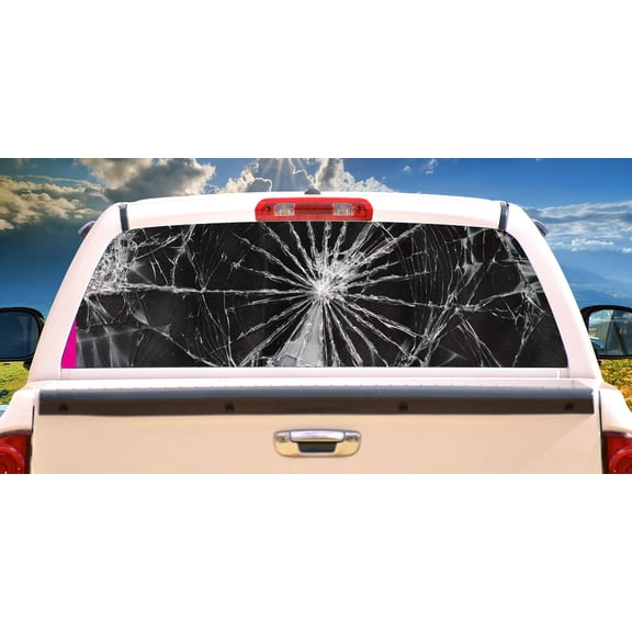 SignMission Shattered Rear Window Graphic Suv View Thru Vinyl Back Truck Decal