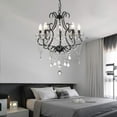 thumbnail image 5 of Maxax 5 Lights K9 Crystal Chandelier, Modern Raindrop Candelabra Pendant Lamp, Candle Ceiling Hanging Lighting Fixture, for Dining Room, Living Room, Black, 5 of 6