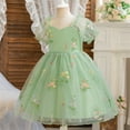 thumbnail image 5 of HOMADLES Toddler Dress for Girls Mesh Bow Breathable Summer Bow Print Sleeveless Stretch Princess Dress Green 5 T, 5 of 7