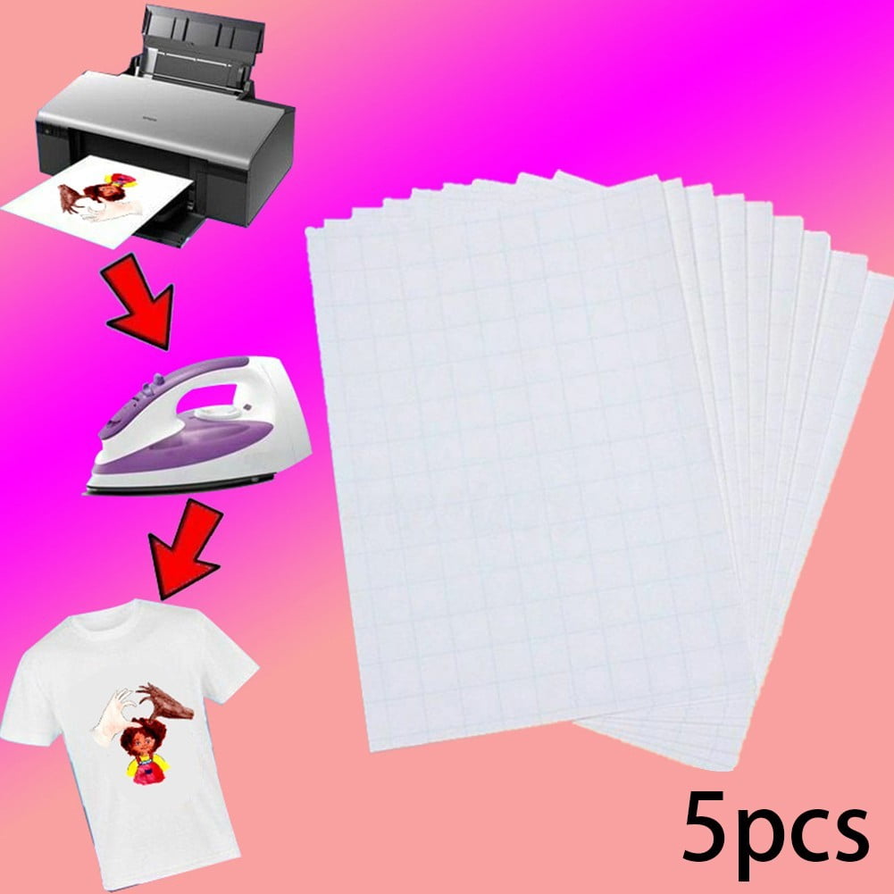 5PCS New T-Shirt Print Iron-On Heat Transfer Paper Sheets For Dark/Light Cloth 